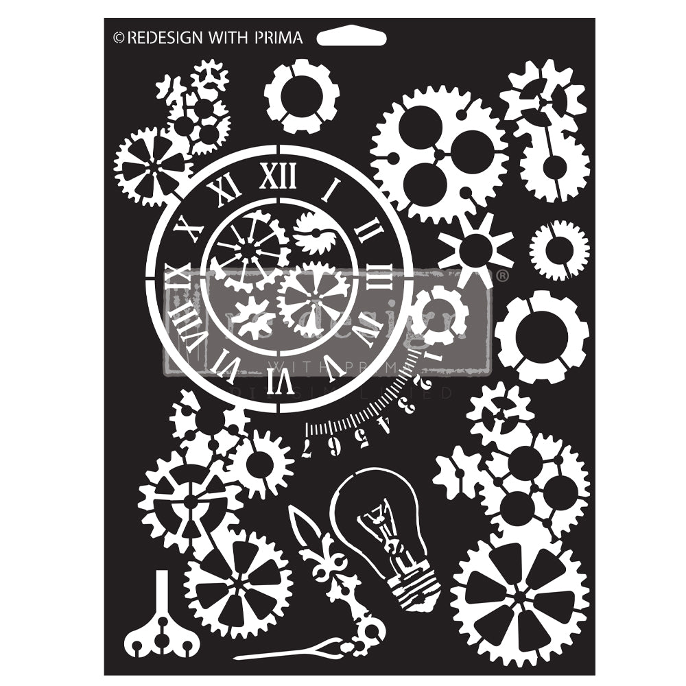 Steampunk, Machine Parts Gear patterned Re-Design Coastal GearWorks Decor Stencils are made of flexible yet strong plastic material. Ideal for 3D effects