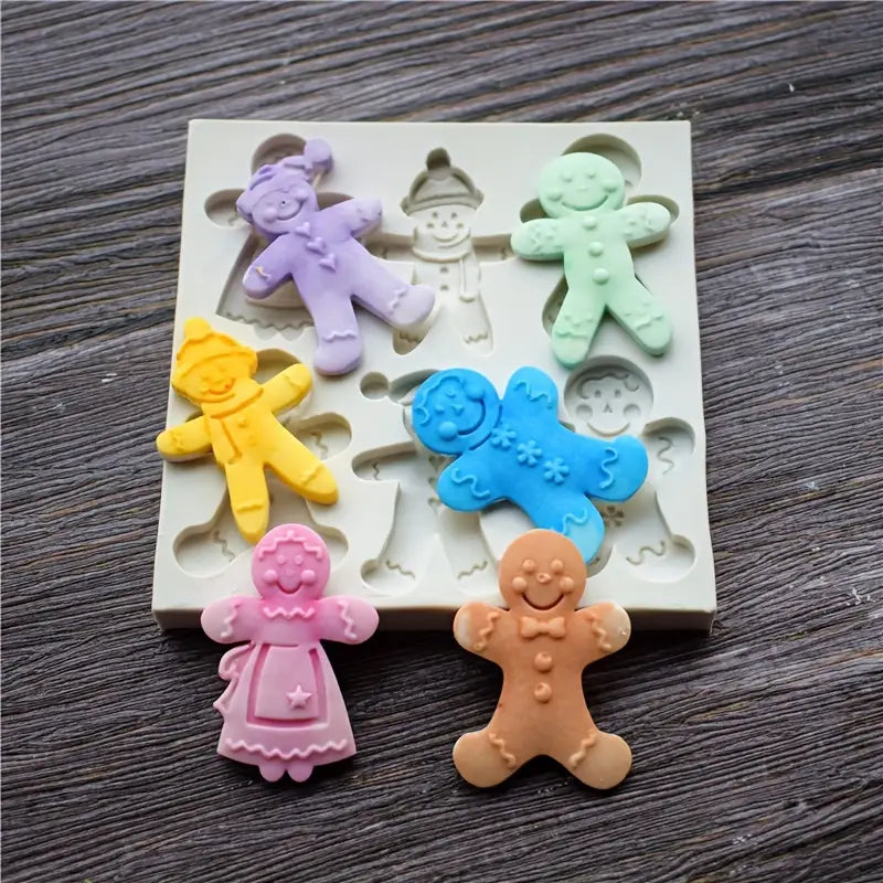 Gingerbread figures silicone mold for Christmas
