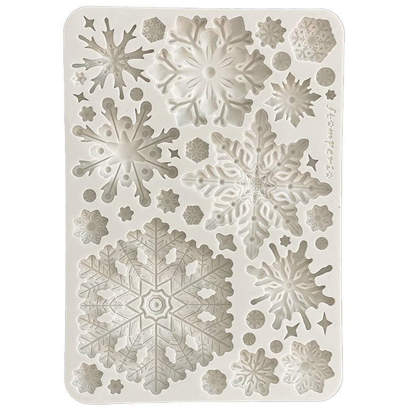 Gray Stamperia silicone mold with snowflakes