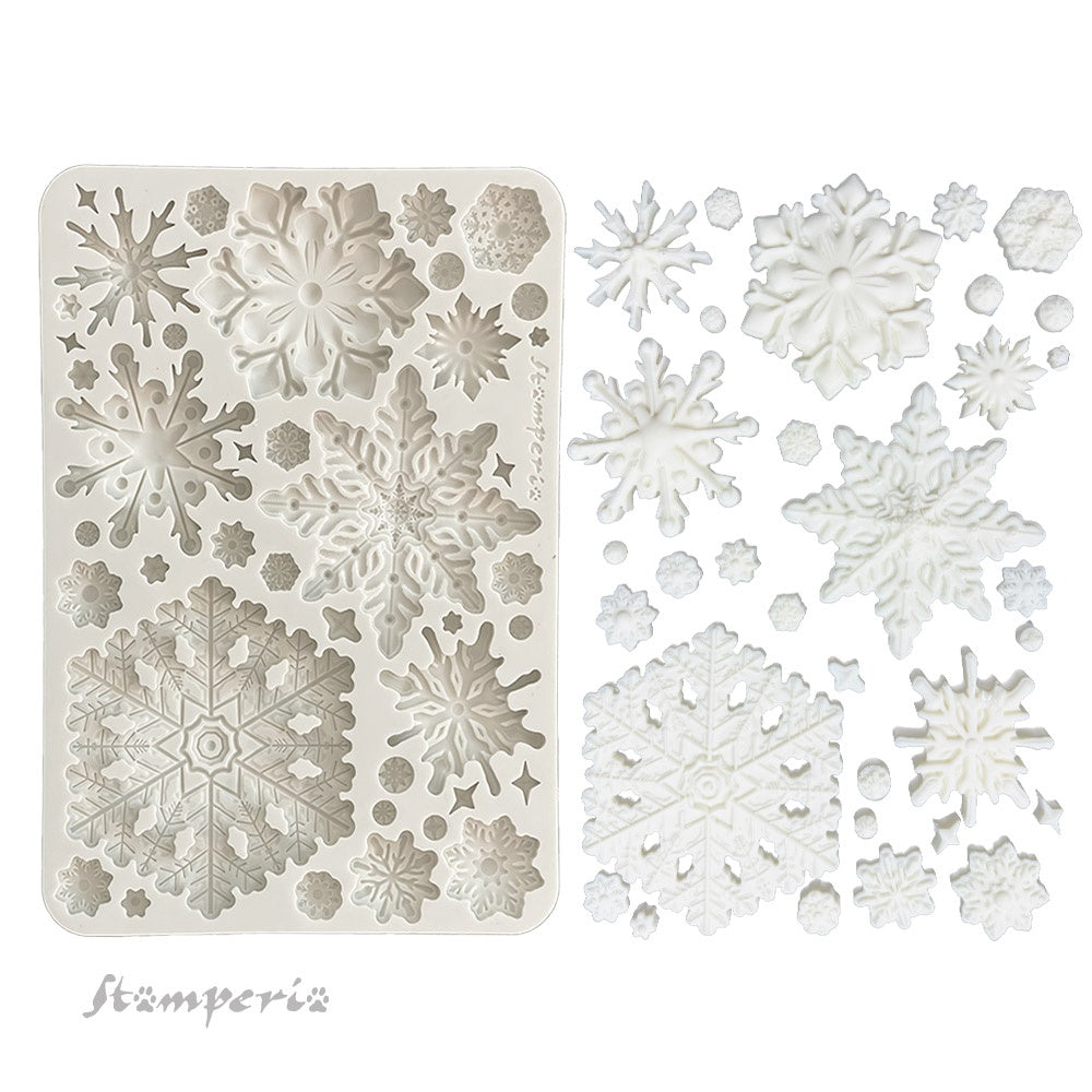 Gray Stamperia silicone mold with snowflakes