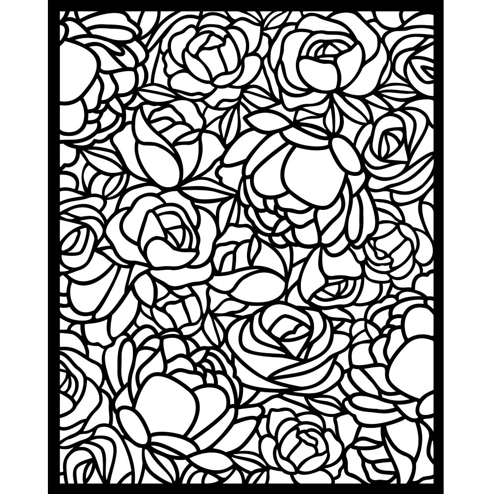 Repeating rose patterned Stamperia thick stencil