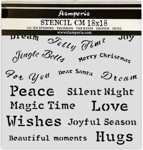 Classic Christmas quotes Stamperia thick stencil 