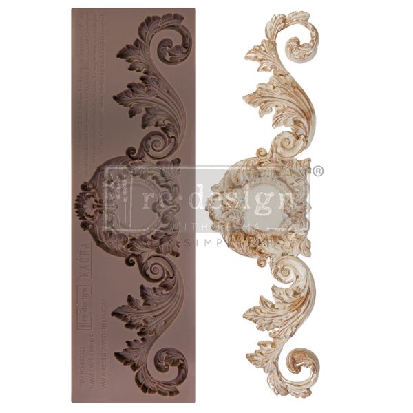 ReDesign with Prima silicone Decor Mold Lavish Swirls - Mould 3"x 10". Heat resistant and food safe. Breathe new life into your furniture, frames, plaques, boxes, home decor.