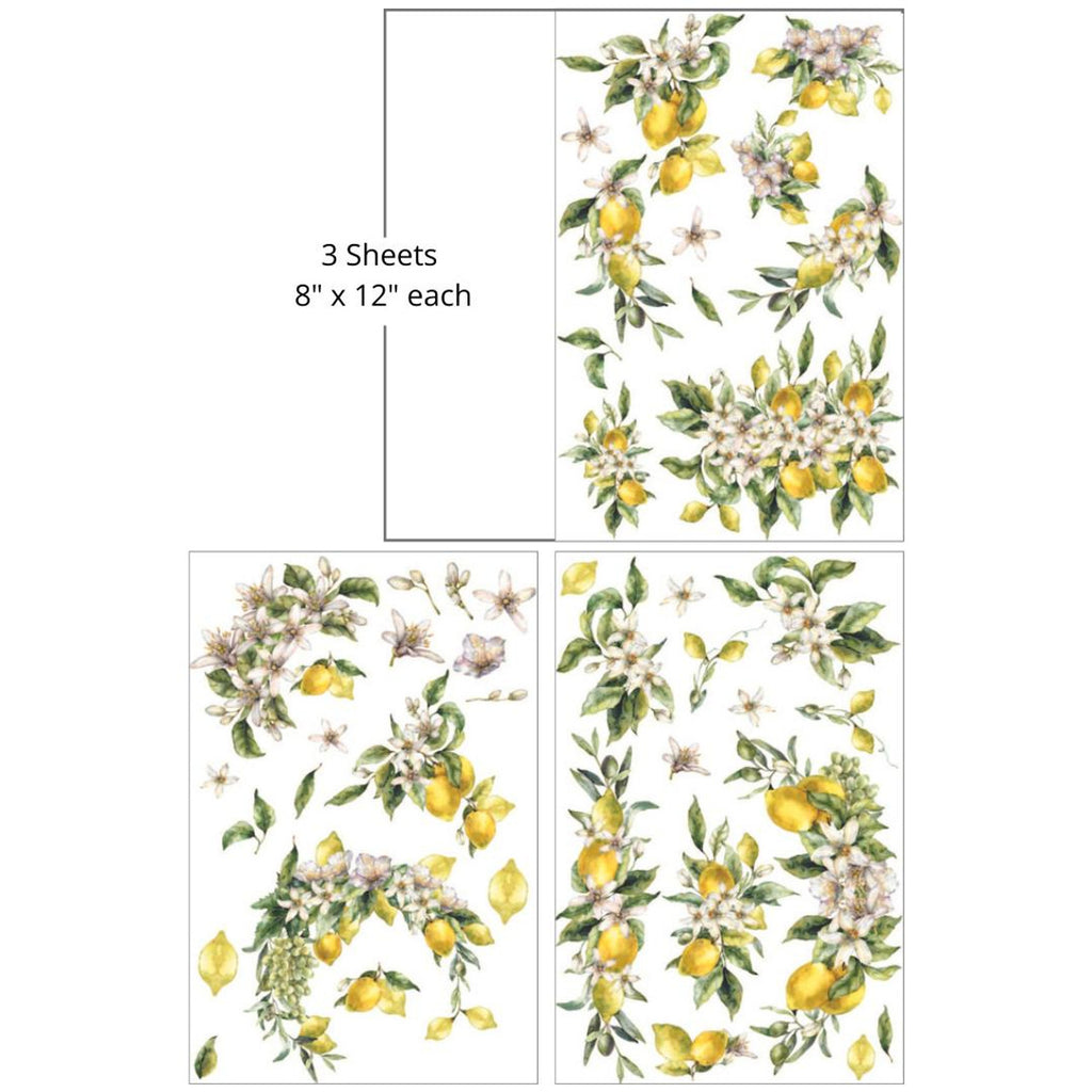 Yellow lemons with white blossoms and green leaves by Belles and Whistles Rub on Transfer Decal