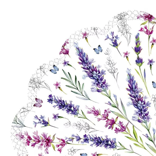 lavender floral Round paper napkin for decoupage.
