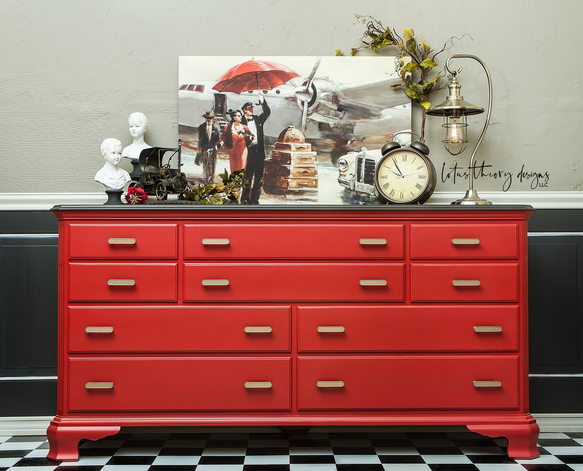 chalk paint red dresser Red Fall Buffet Makeover with Rustoleum Chalk Paint