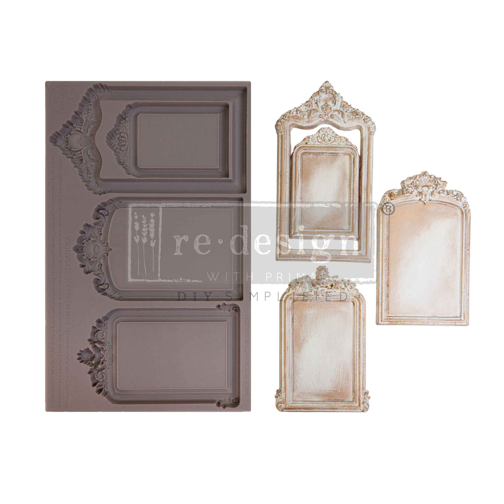 ReDesign with Prima - Decor Mold 5x8 Pattern: Lysandra. Heat resistant and food safe. 3 Frames patterns with ornate floral top.