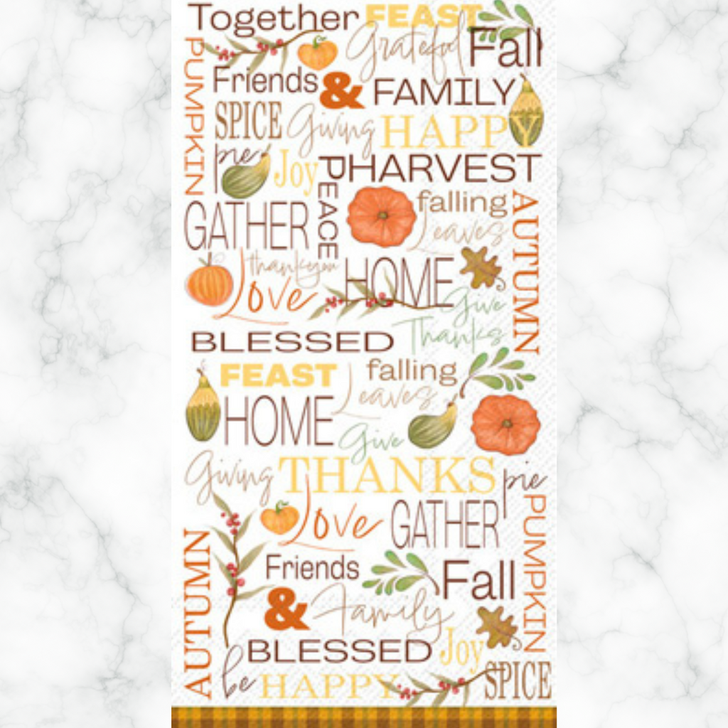 Word sentiments Autumn themed paper napkin for decoupage. 