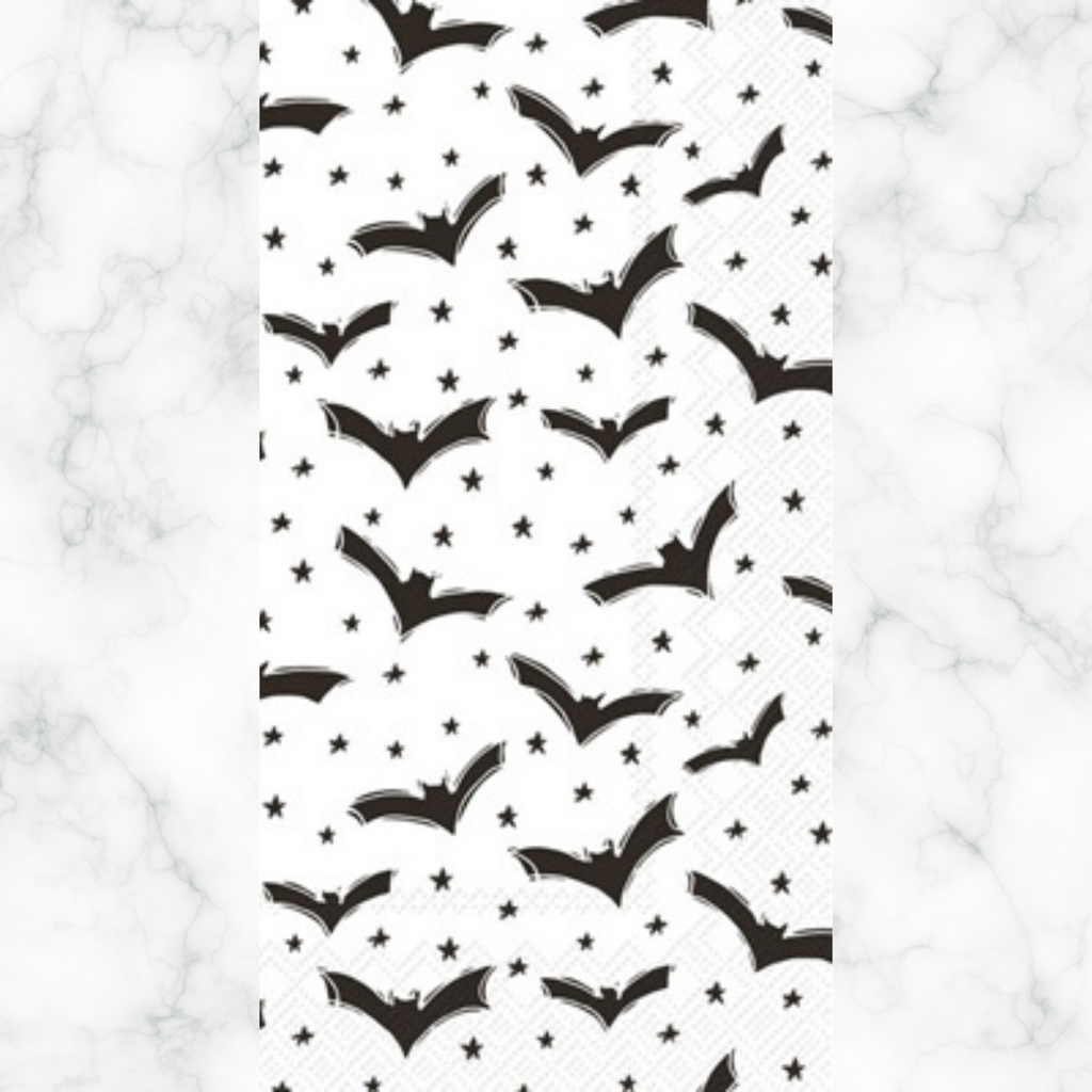 All over black bats halloween Autumn themed paper napkin for decoupage. 