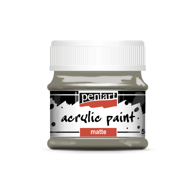 Mud Gray  acrylic paint matte  paint in clear jar with White top from Pentart