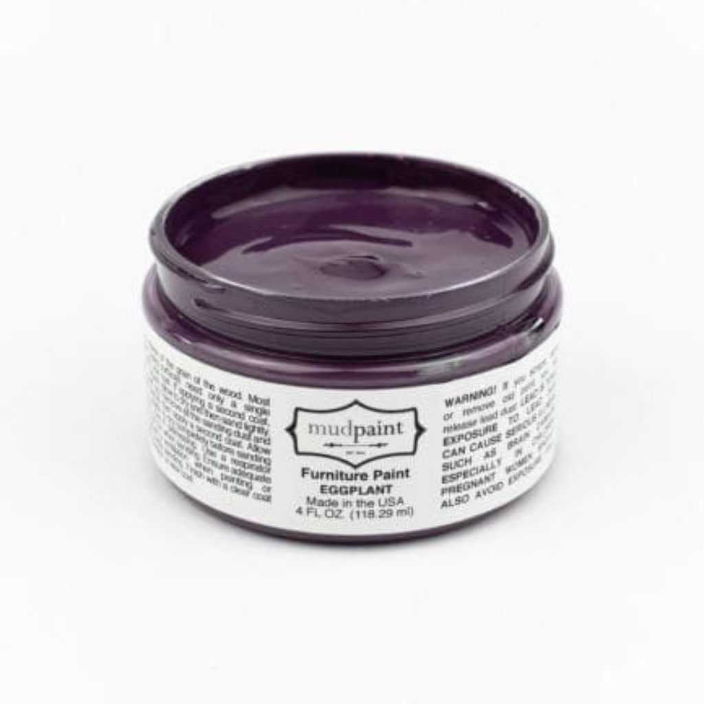 Plum color Eggplant Clay paint by Mudpaint. Colored paint in 4 oz jar