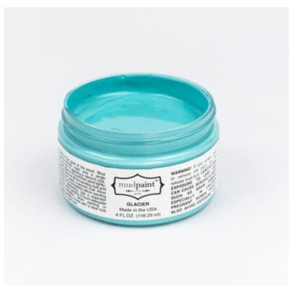 Bright light blue Clay paint by Mudpaint. Colored paint in 4 oz jar