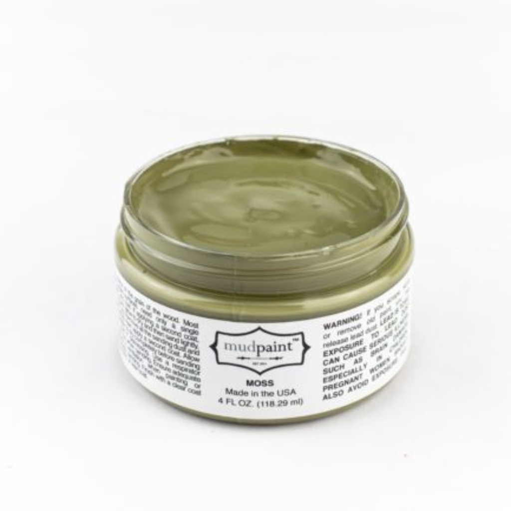 Moss green Clay paint by Mudpaint. Colored paint in 4 oz jar
