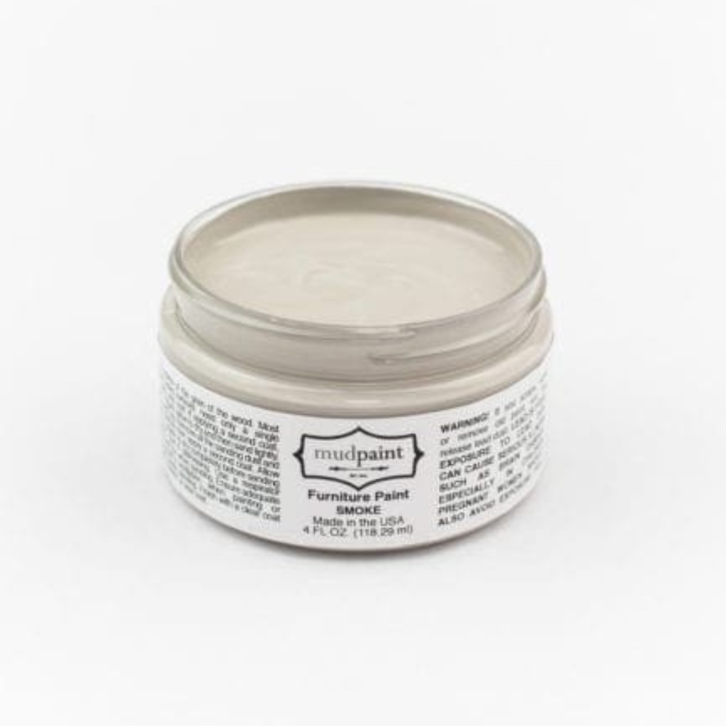 Smoke beige-gray Clay paint by Mudpaint. Colored paint in 4 oz jar