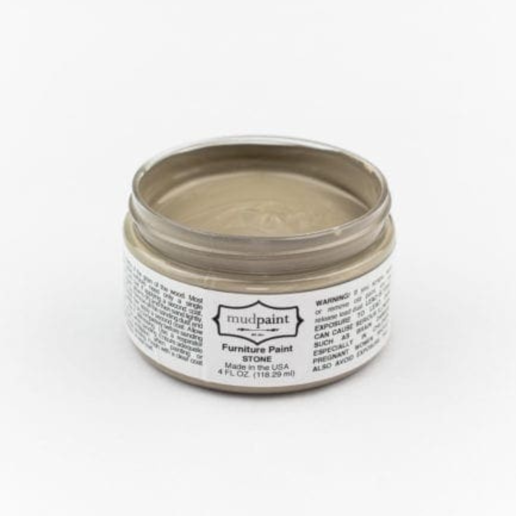 Stone light gray-brown Clay paint by Mudpaint. Colored paint in 4 oz jar