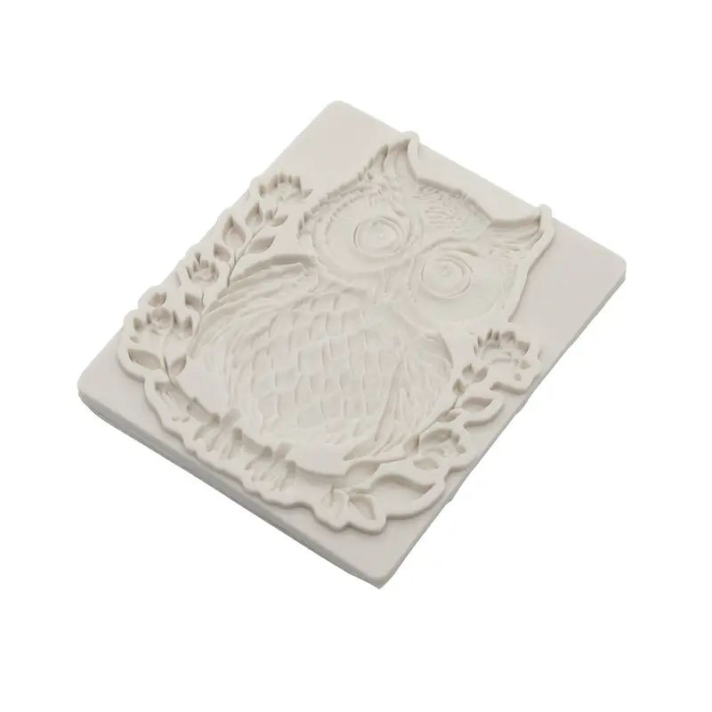 Silicone Craft Accent Mold. Owl sitting on flowering branch