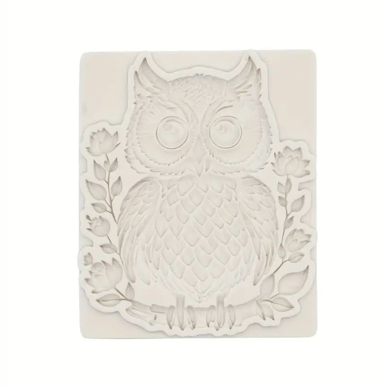 Silicone Craft Accent Mold. Owl sitting on flowering branch