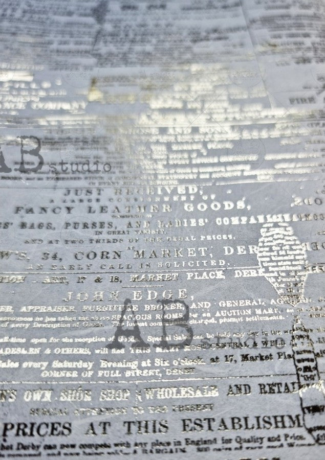 gilded newspaper script Studio Rice Papers