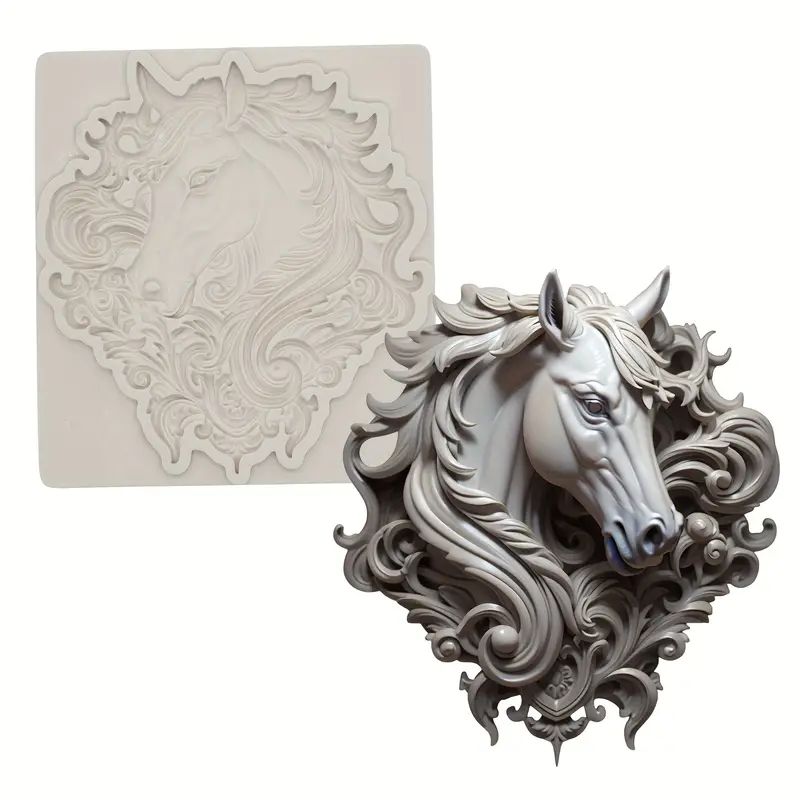 Silicone Craft Accent Mold. Horse with flourishes