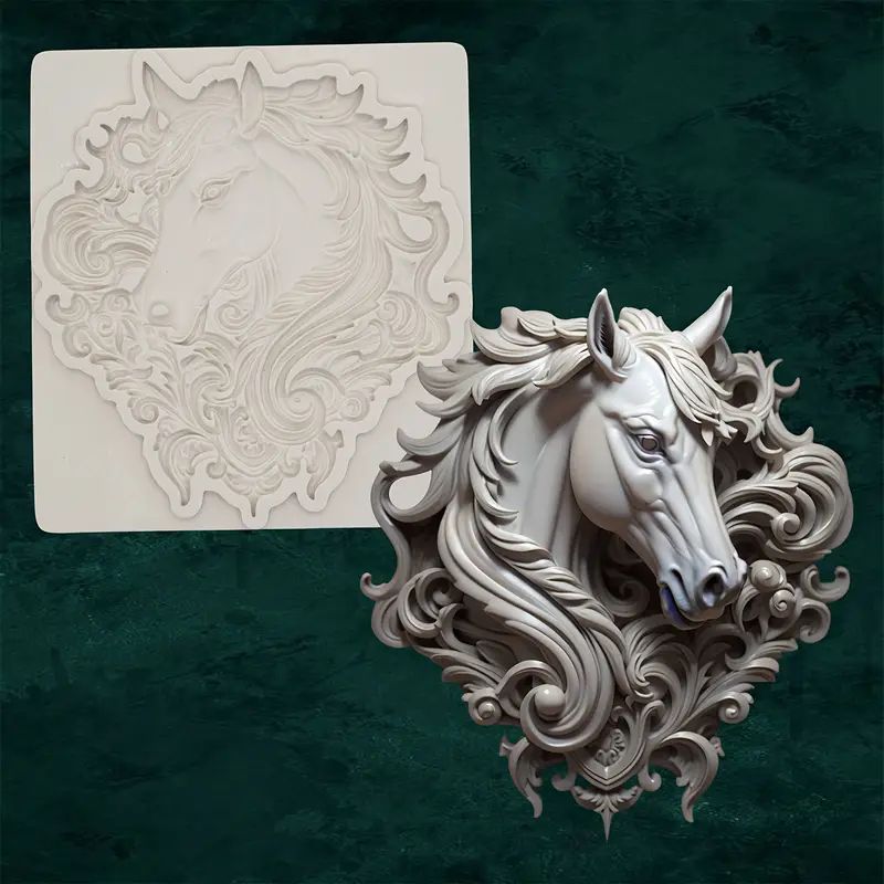 Silicone Craft Accent Mold. Horse with flourishes