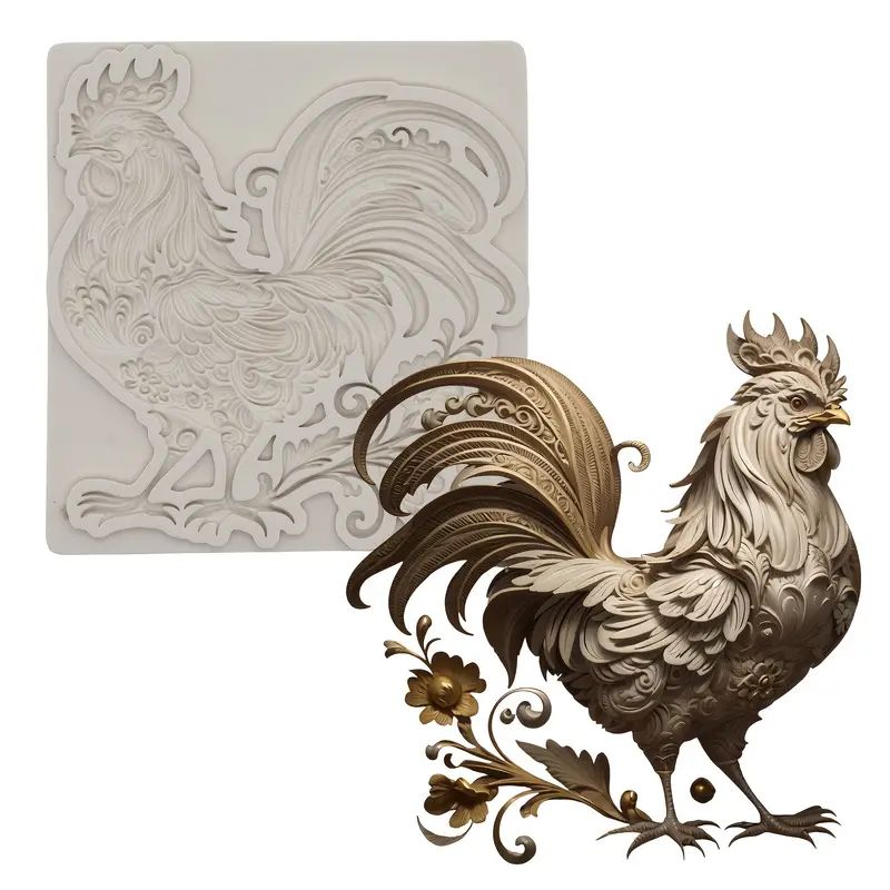 Silicone Craft Accent Mold. Ornate rooster