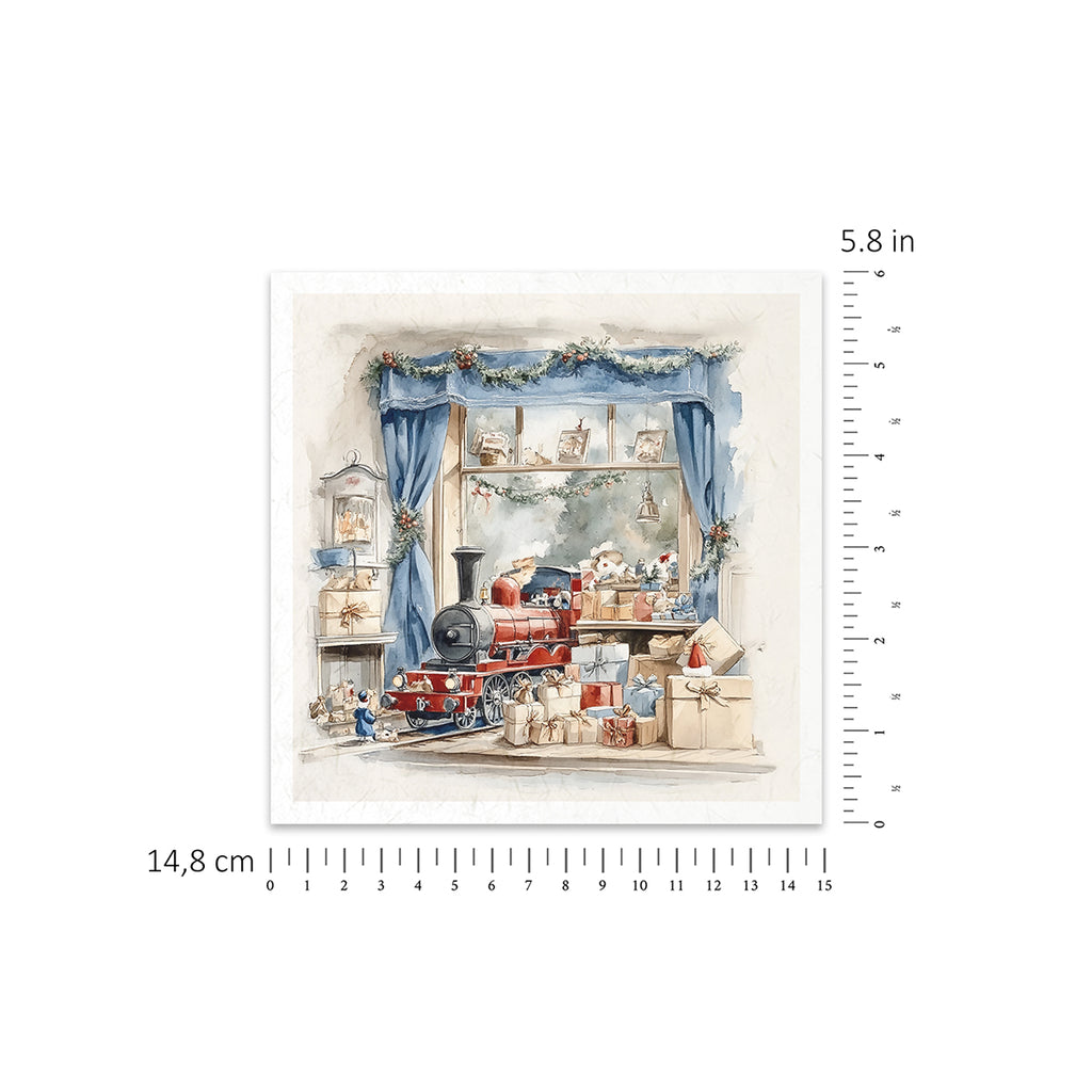 6 images of festive scenes with presents under the tree teddy bears and Santa in his workshop