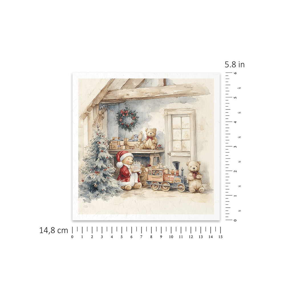 6 images of festive scenes with presents under the tree window shopping and toy workshop