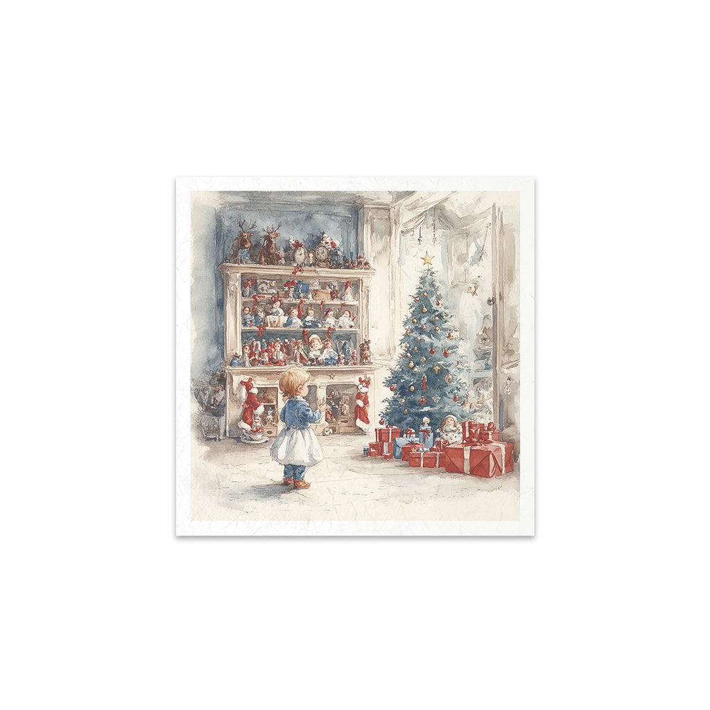6 images of festive scenes with presents under the tree window shopping and toy workshop