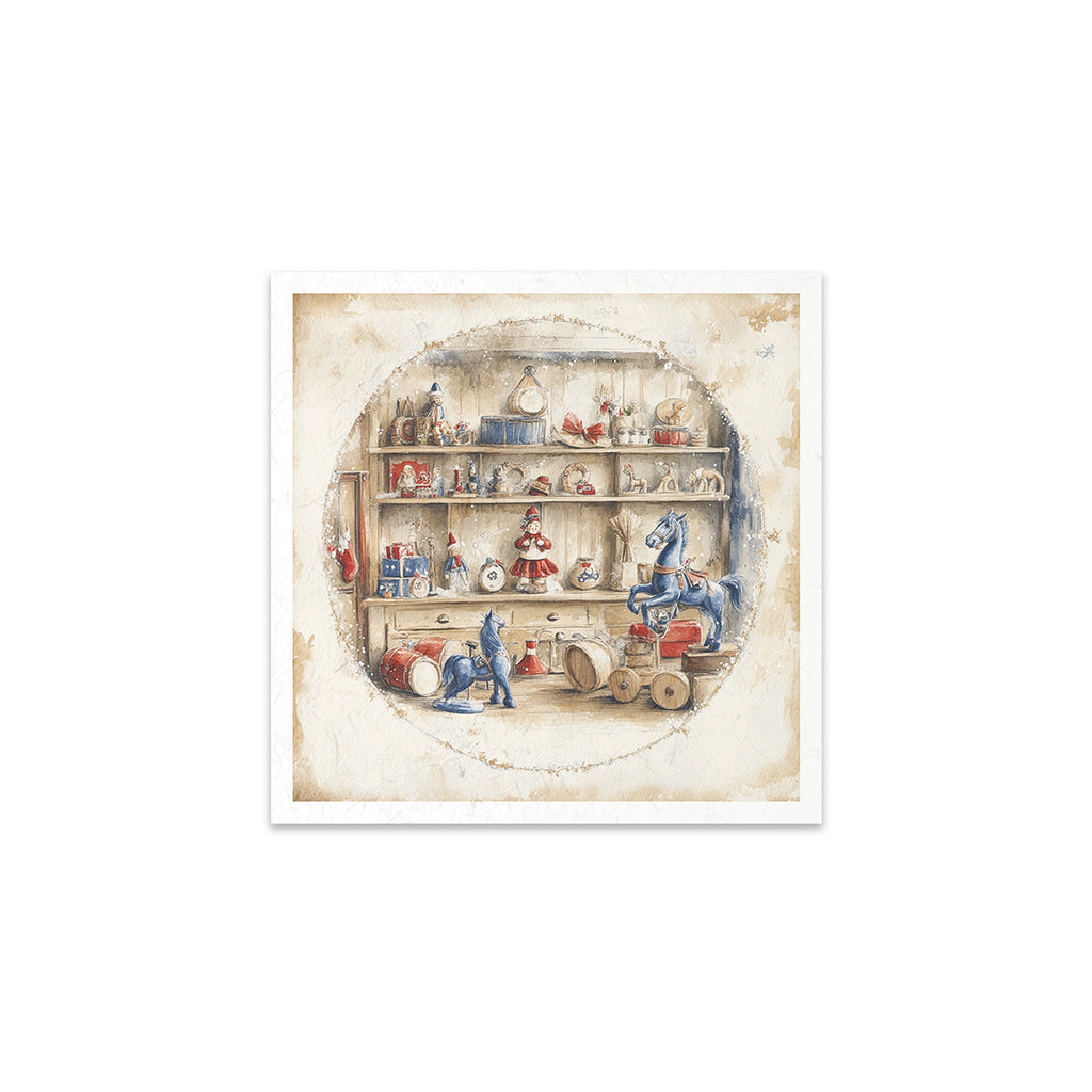 6 images of festive scenes with presents under the tree window shopping and toy workshop