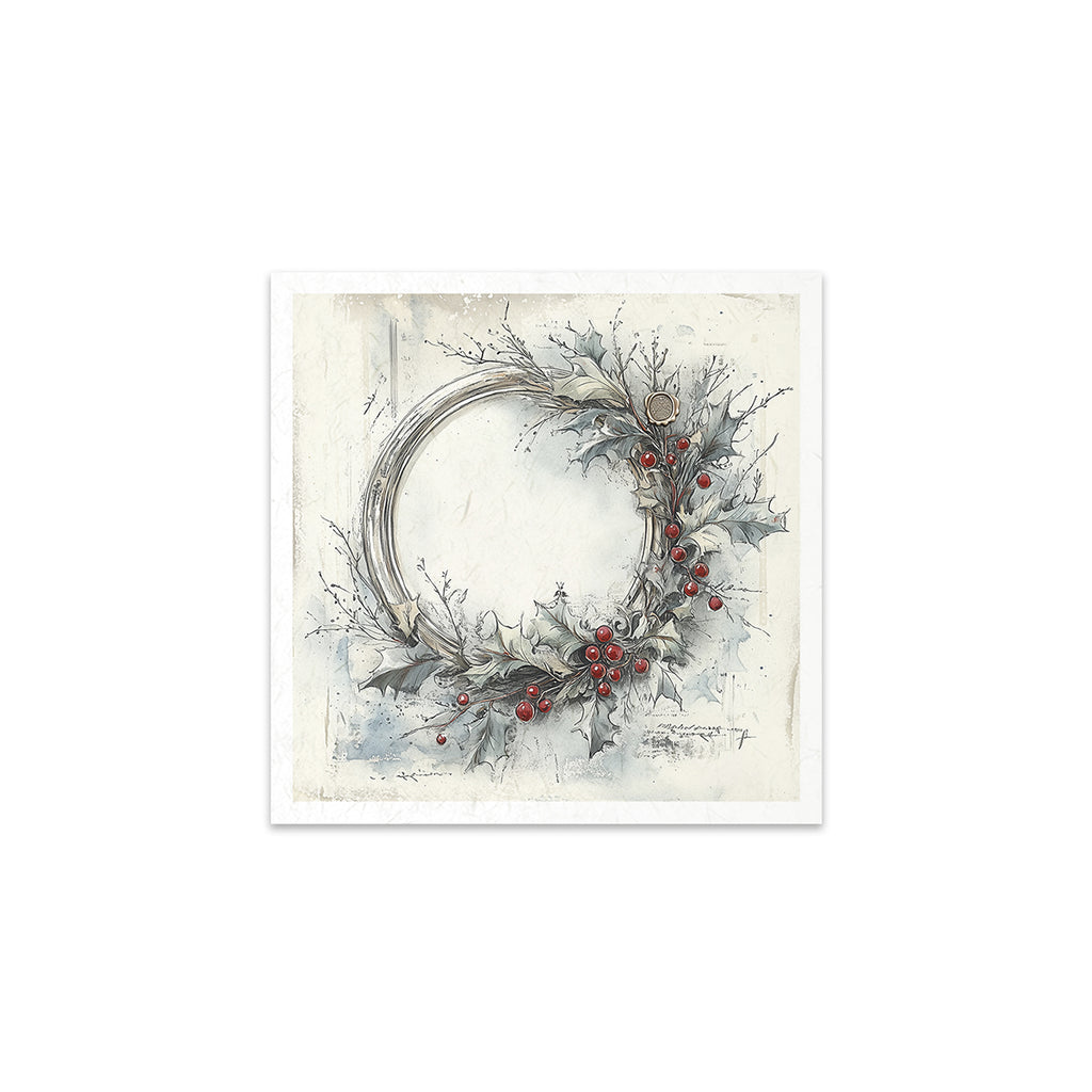 6 images of wreaths with red berries and birds