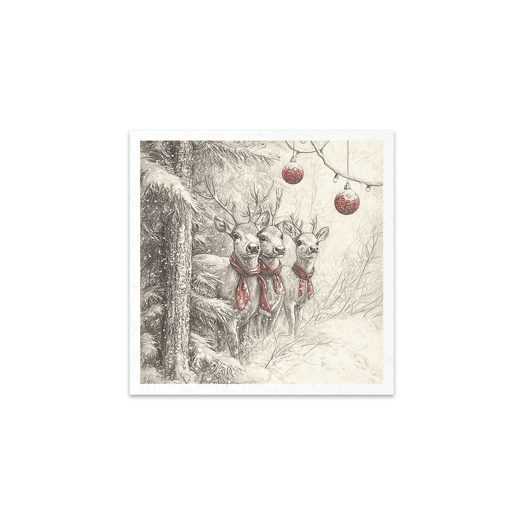 6 images of festive reindeer and polar bears in red scarves