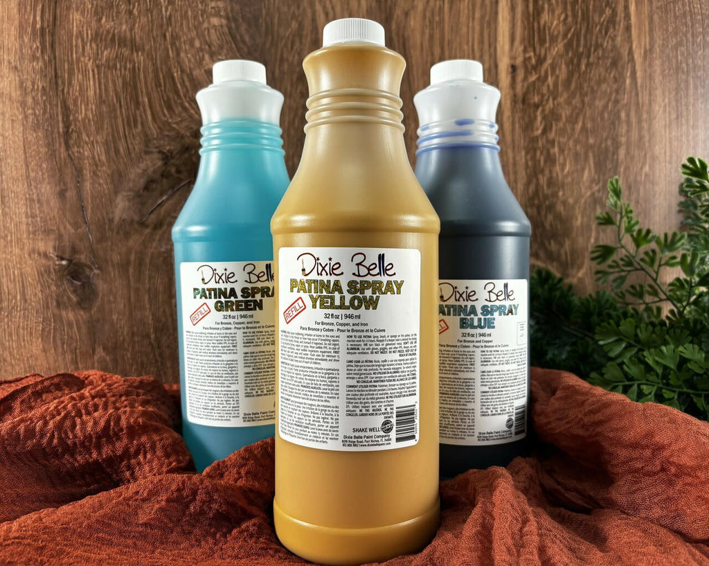 Patina Spray Blue, Green or Yellow in 8 ounce bottles by Dixie Belle