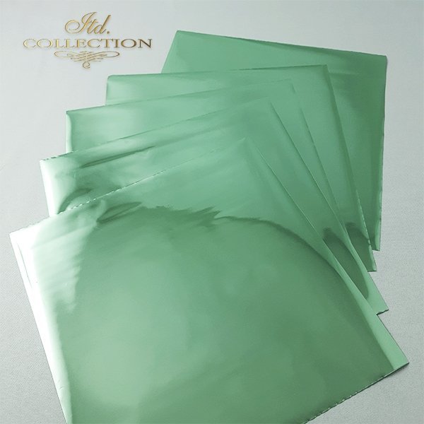 ITD Collection - Termoton Foil Sheets 6"x6" 5/Pkg - Pistachio Metallic. Add shimmer and shine to any project. This pack of 10 sheets can add a metallic element to your projects with or without the use of hot foiling