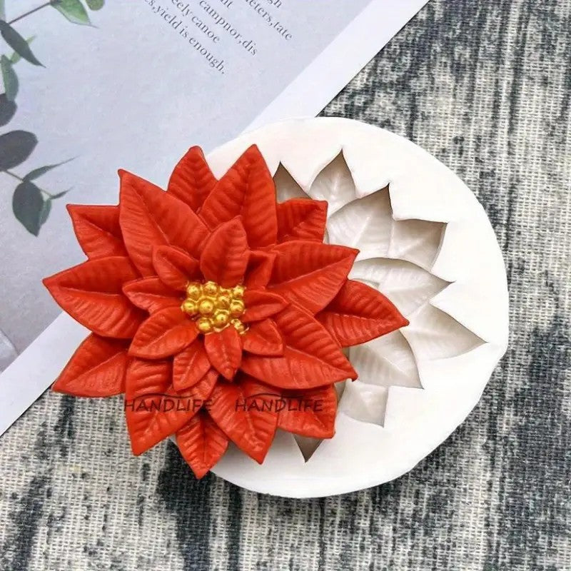 Poinsettia silicone mold featuring red flower