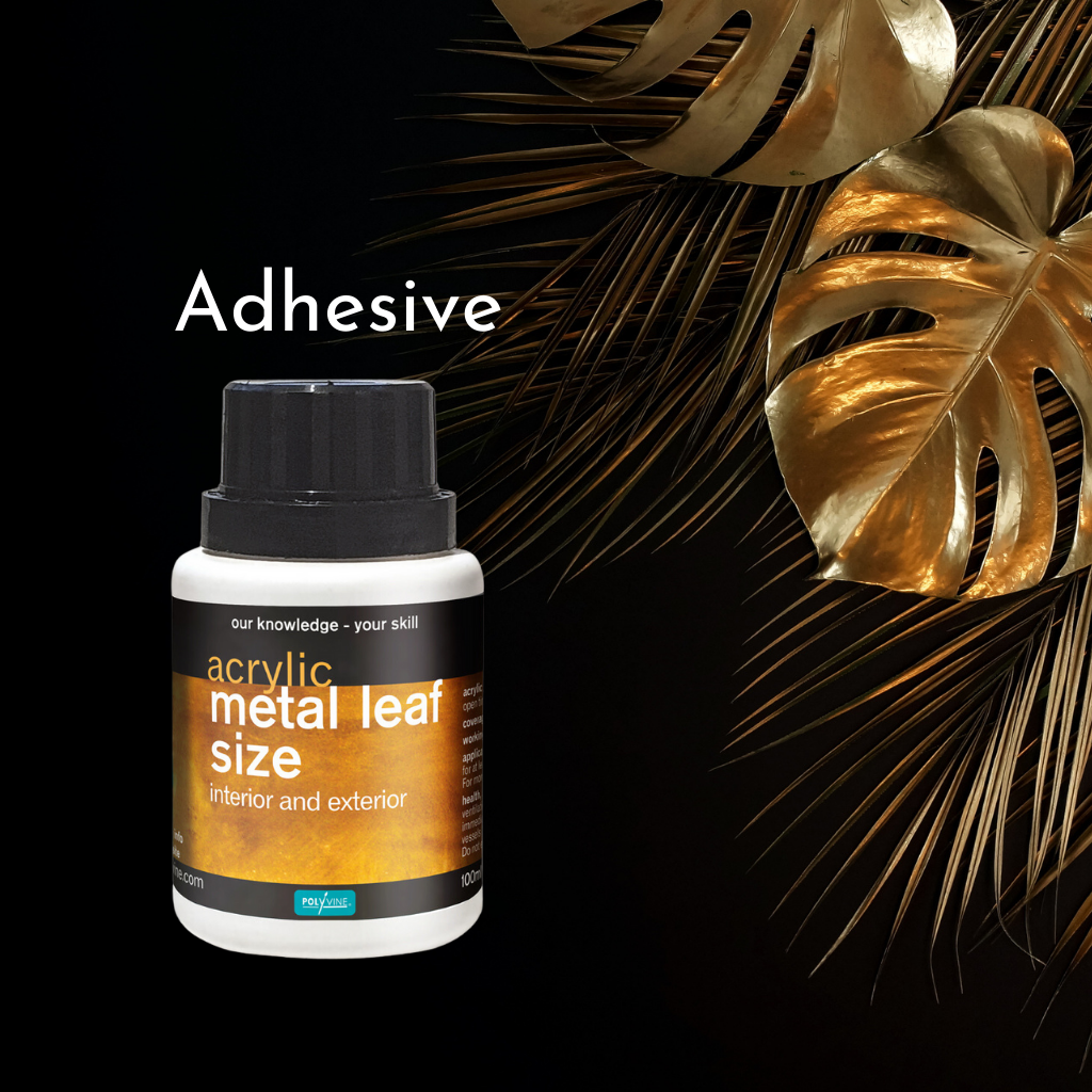 Create metal leaf and foil masterpieces with Polyvine’s specialist Metal Leaf Size Acrylic Adhesive, suitable for indoor and outdoor use