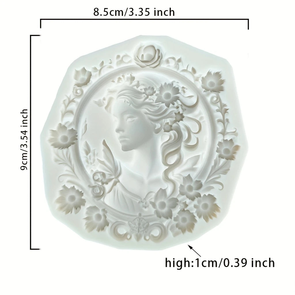 Profile of Woman with flowers in silicone mold