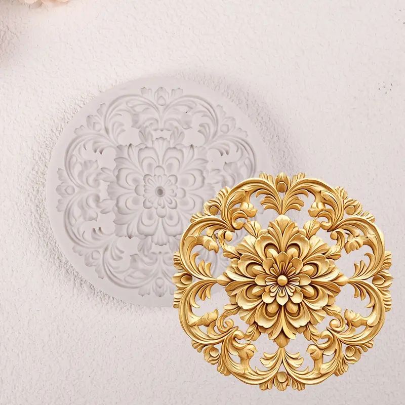 Silicone Craft Accent Mold. Floral medallion