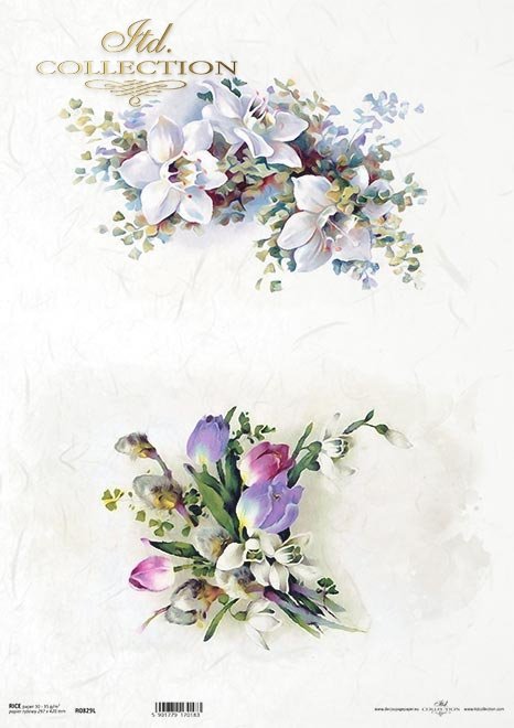 White and purple spring blossom ITD Collection Rice paper.