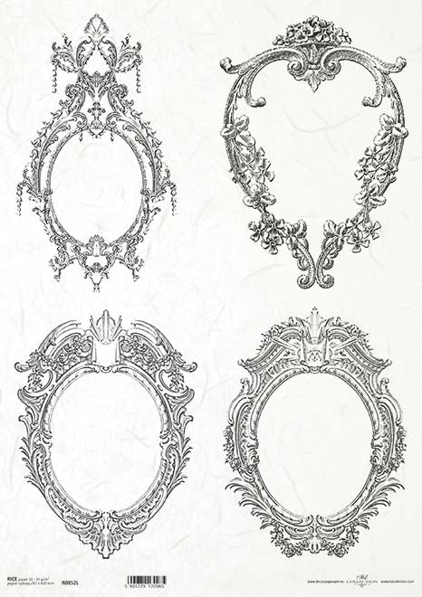 oval and heart shape frames  ITD Collection Rice Paper