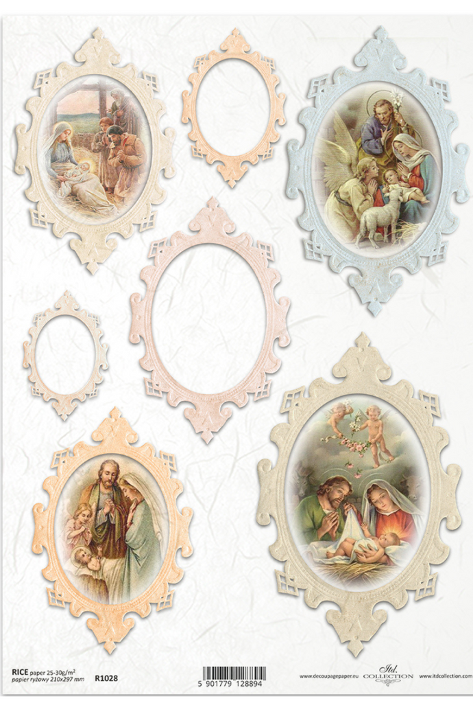 Nativiy scenes in oval frames  ITD Collection Rice Paper