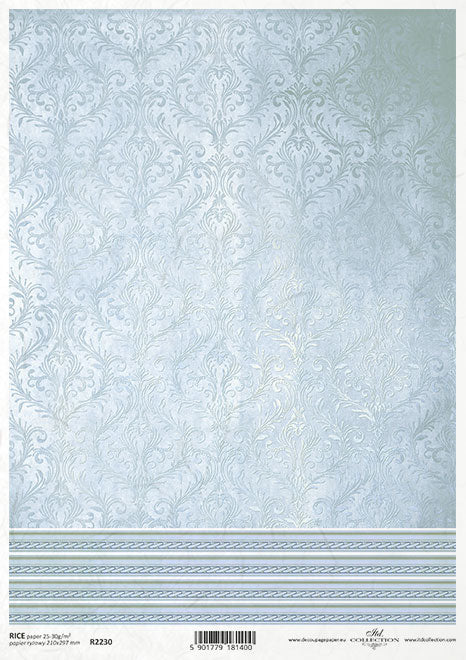 Blue damask pattern. Beautiful European ITD Collection Decoupage Paper is of Exquisite Quality for Decoupage Art