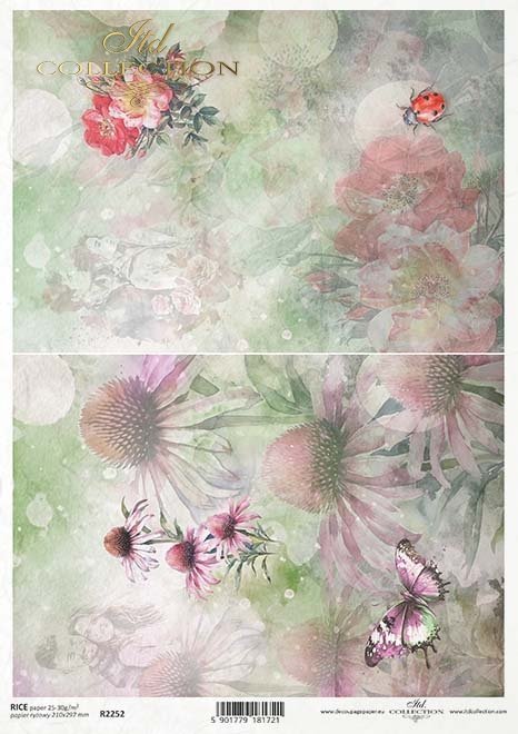 ITD Collection Pink Blossoms Garden Flowers high-quality European Decoupage Paper is perfect for your crafting needs.  Rice Paper is great for Card Making, Scrapbooking