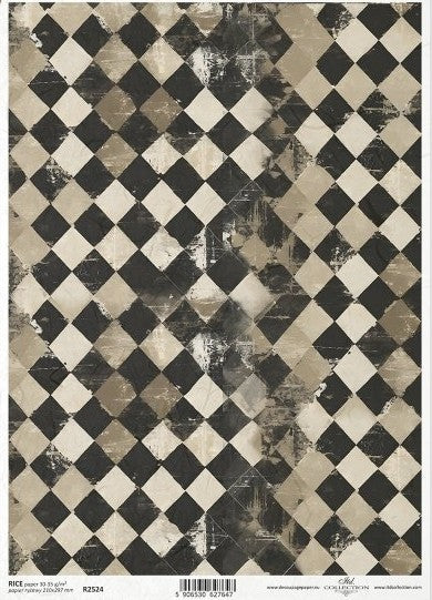 Black and cream harlequin pattern. ITD Collection Rice Paper