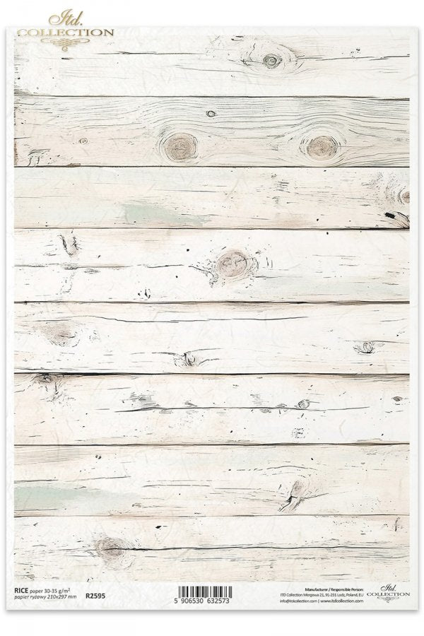 White washed textured wood background. ITD Collection rice paper for decoupage.