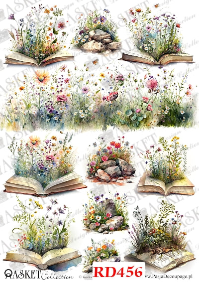 Open books with wild flowers by Asket collection