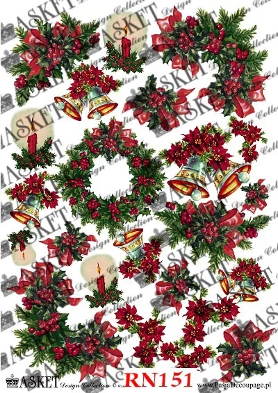 wreaths of red poinsettias with bells and candles