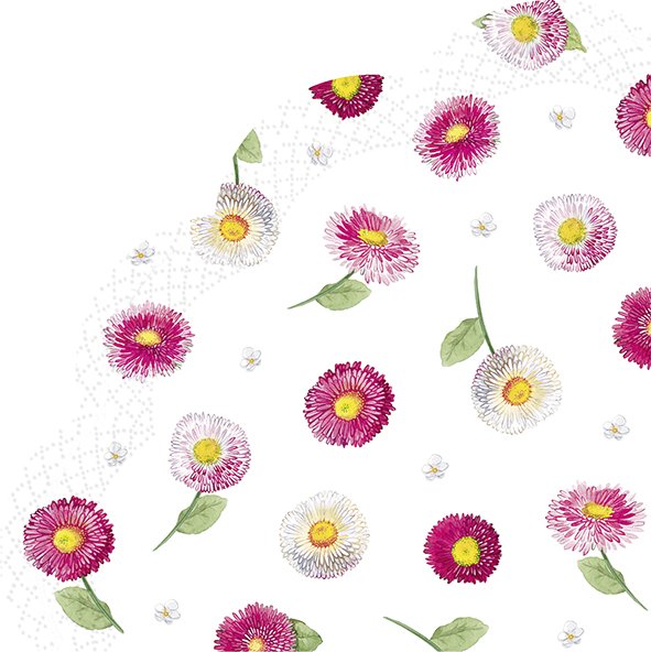 pink blossoms with yellow centers on white  Decoupage Napkins