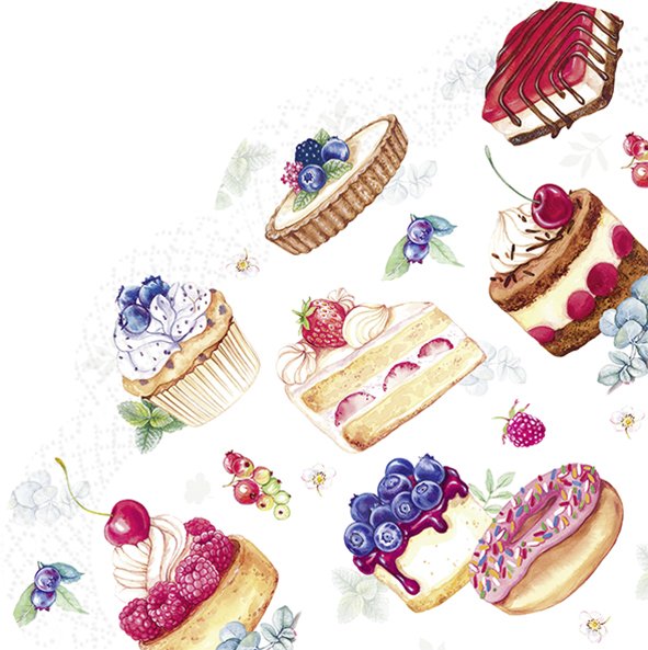 colorfull pastries on white Decoupage Napkins