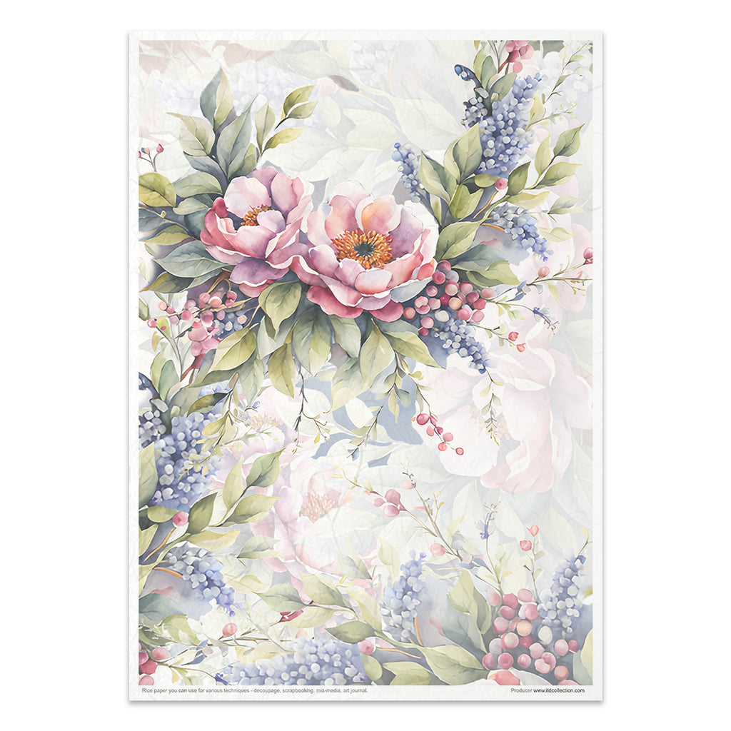 Spring Bouquet A4 Rice Paper Set by ITD Collection. Eleven papers matched in theme and color.