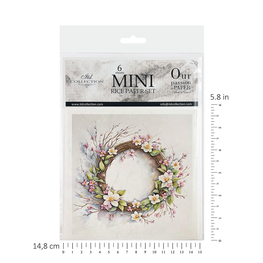 Floral wreaths in coordinated Mini Rice Paper Sets. Great for Card Making, Scrapbooking, Decoupage Art